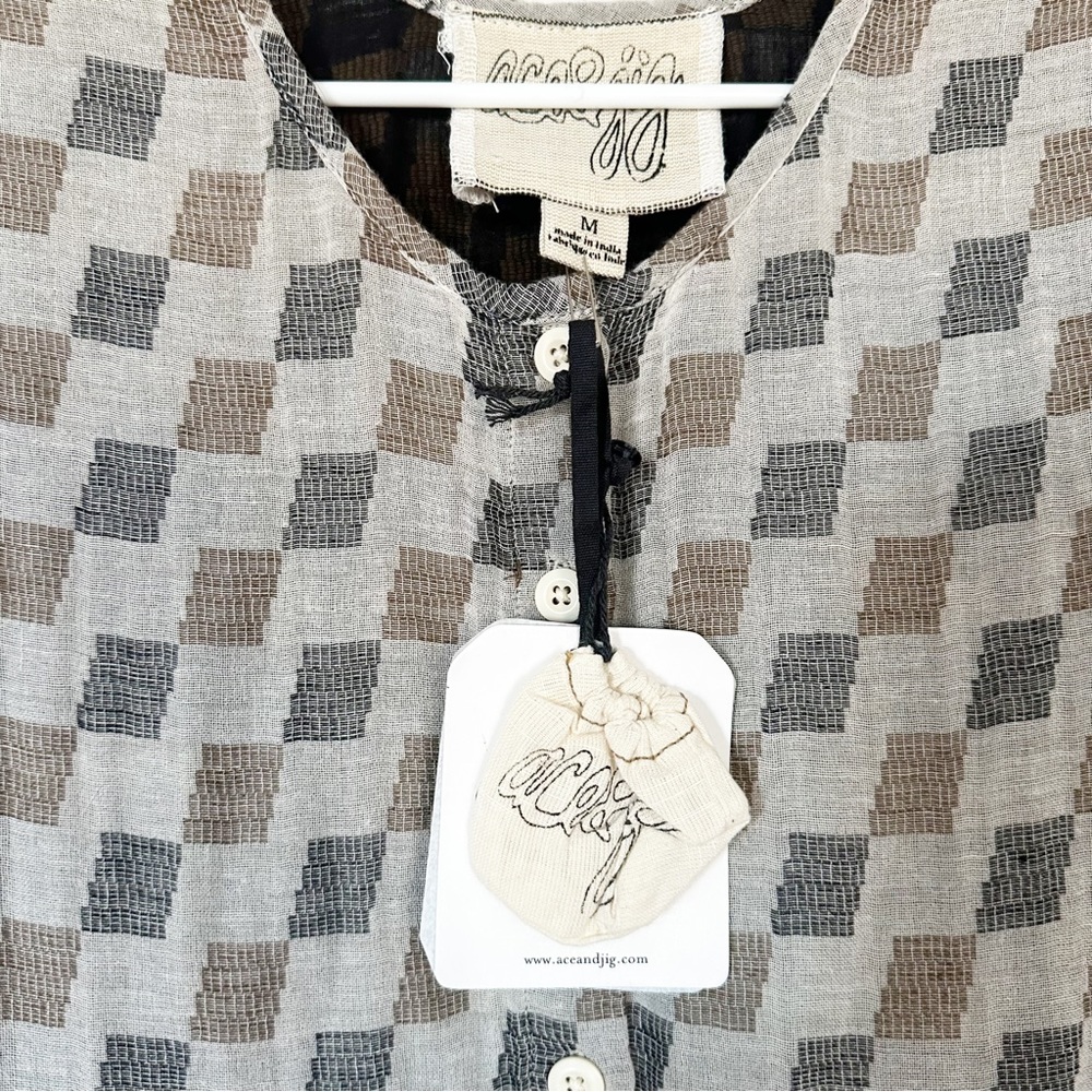 NWT Ace & Jig Tate Dress In Sedona Checkered Brown Reversible Pockets Sz M - Picture 6 of 10